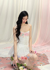 White Floral Strap Dress for Women